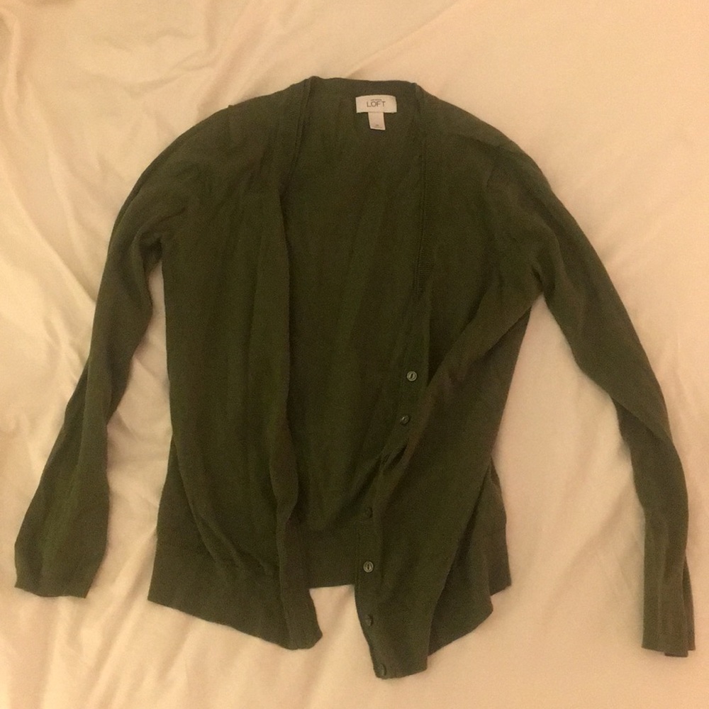 Ann Taylor Green Cardigan Sweater